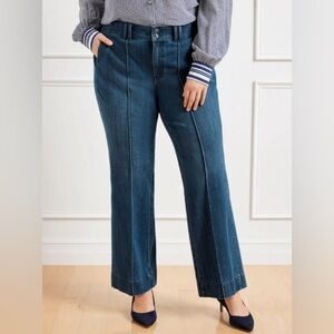 NWT Talbots Flare Leg High Waisted Pintuck Jeans in Lapis Wash, Size 14 Petite